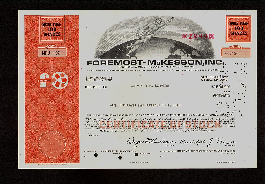 foremost mckesson ( now mckesson corp san francisco ca) iss to