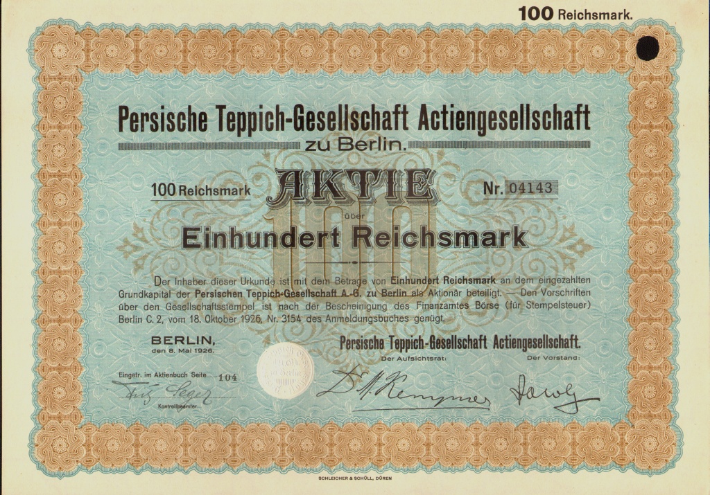 Berlin Germany Persische Teppich Gesellschaft Ag Dd 1926 100